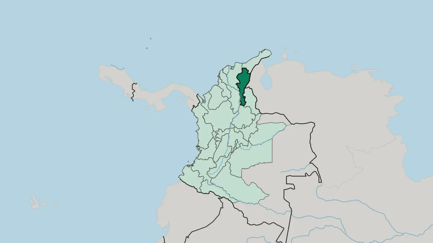 Map of Departamento del Cesar in Colombia