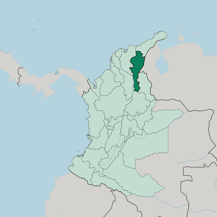 Map showing Departamento del Cesar — In Colombia