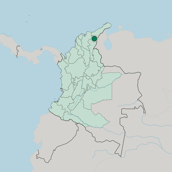 Map showing Valledupar — In Colombia