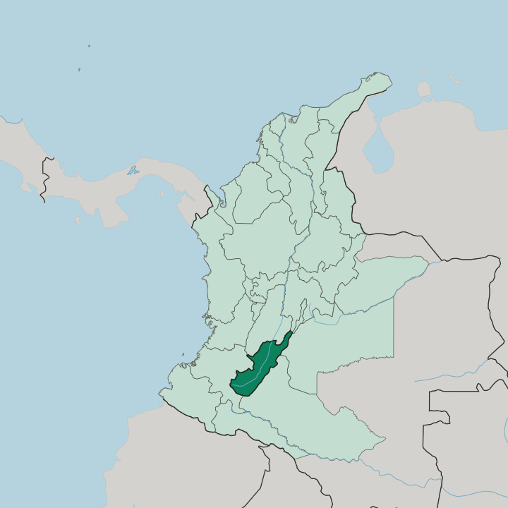 Map showing Departamento del Huila — In Colombia