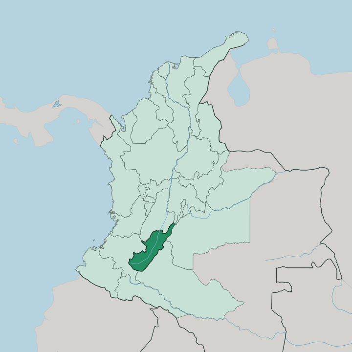 Map showing Departamento del Huila — In Colombia