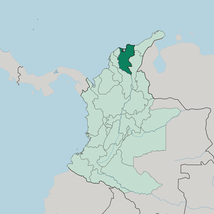 Map showing Departamento del Magdalena — In Colombia
