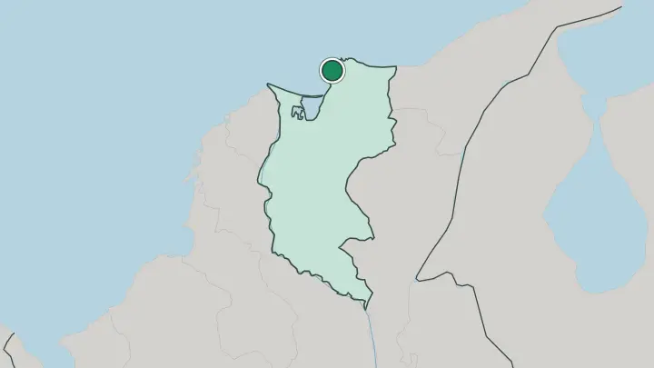 Map of Santa Marta in Colombia