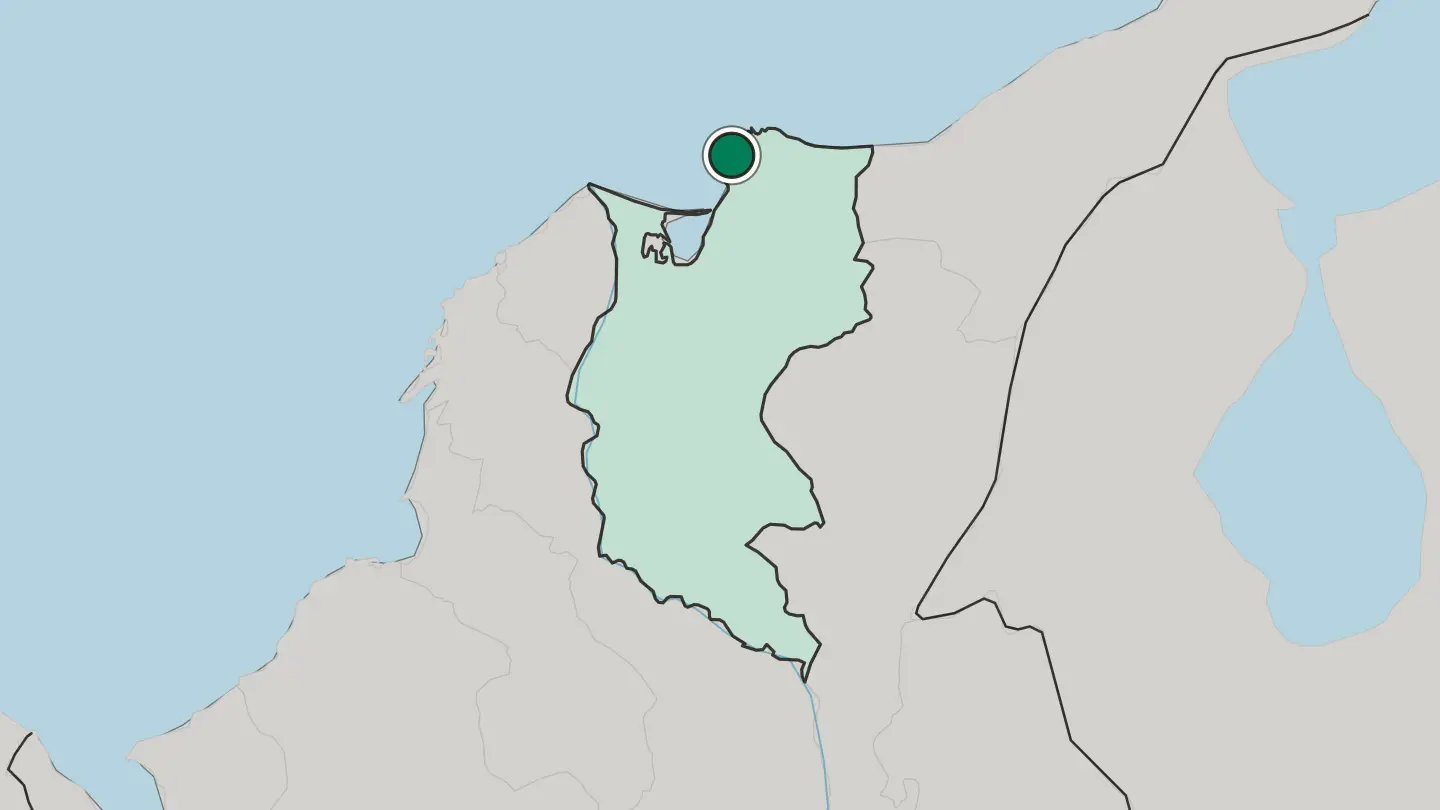 Map of Santa Marta in Colombia