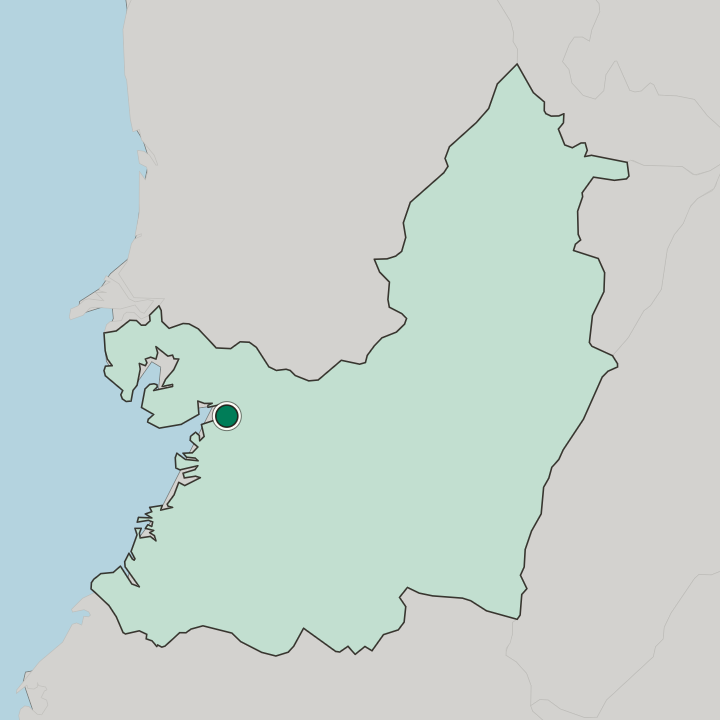 Map showing Buenaventura — In Departamento del Valle del Cauca