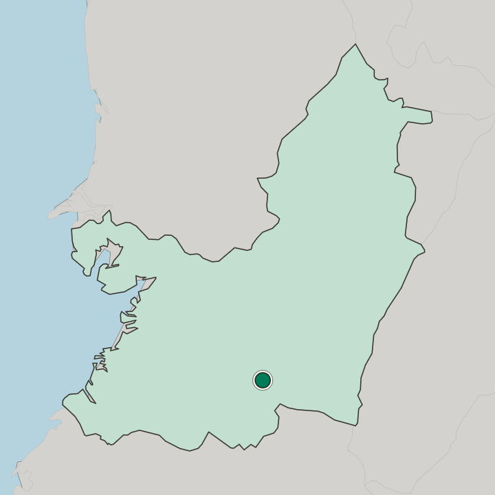 Map showing Cali — In Departamento del Valle del Cauca