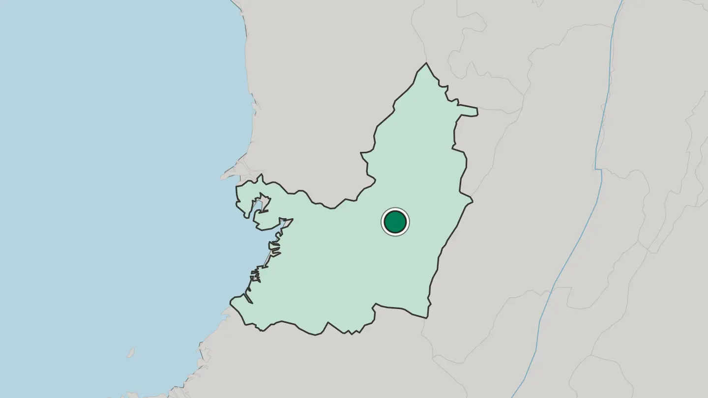Map of Guadalajara de Buga in Colombia