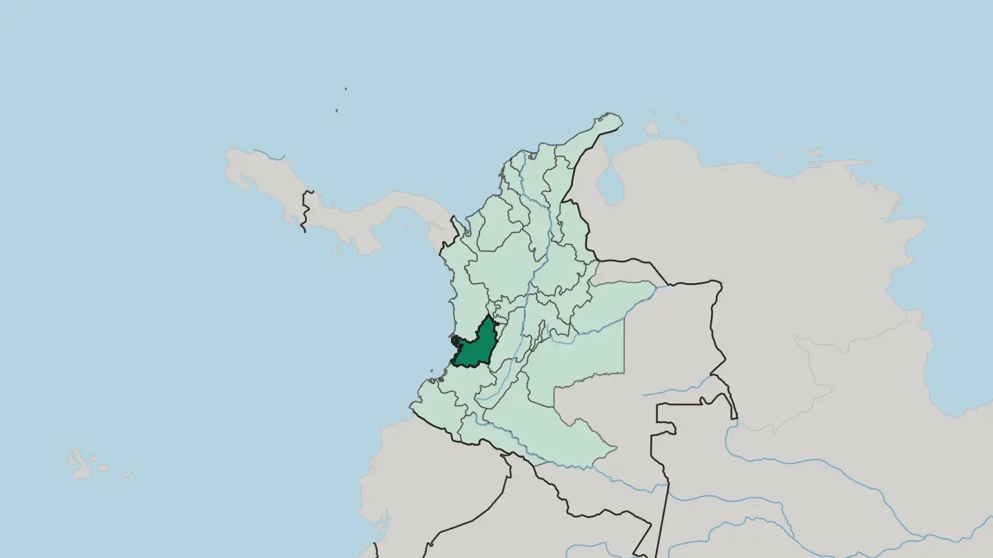 Map of Departamento del Valle del Cauca in Colombia