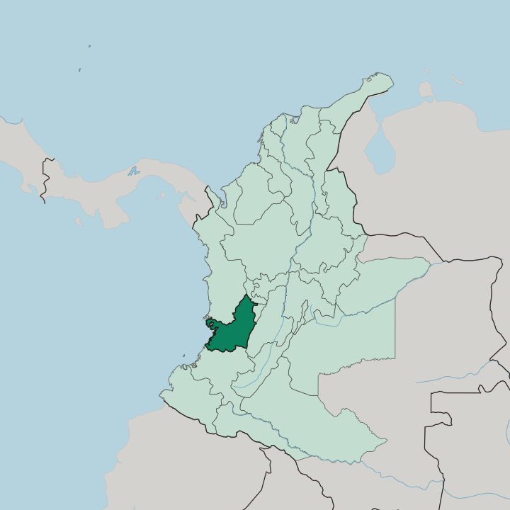 Map showing Departamento del Valle del Cauca — In Colombia