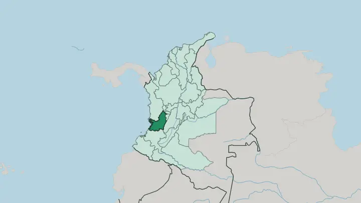 Map of Departamento del Valle del Cauca in Colombia