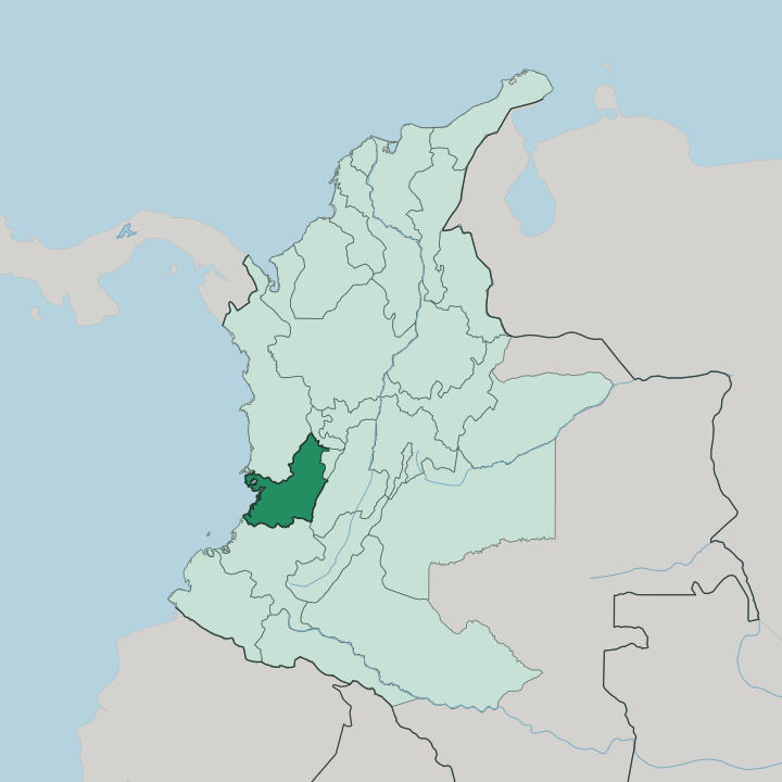 Map showing Departamento del Valle del Cauca — In Colombia