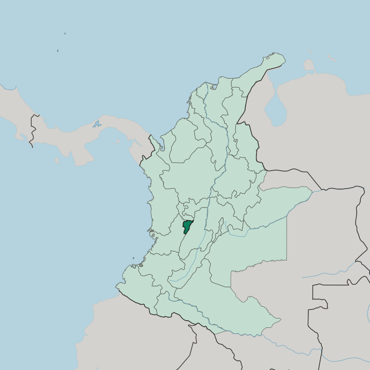 Map showing Quindío Department — In Colombia