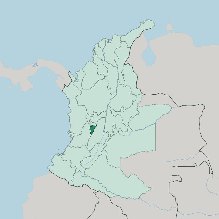 Map showing Quindío Department — In Colombia