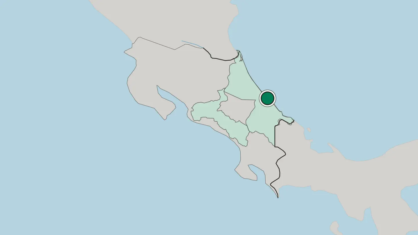 Map of Limón in Costa Rica