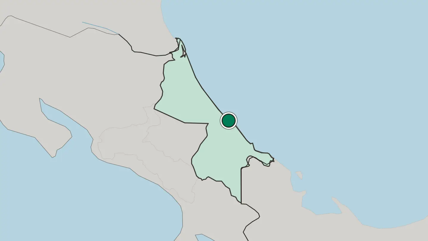 Map of Limón in Costa Rica
