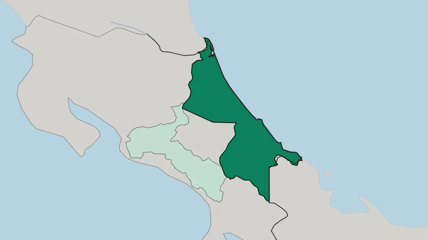 Map of Provincia de Limón in Costa Rica