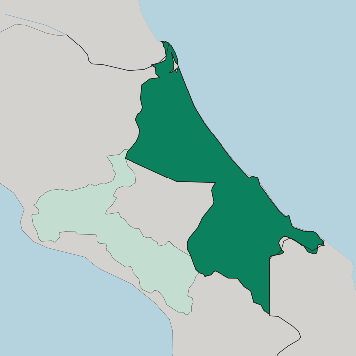 Map showing Provincia de Limón — In Costa Rica
