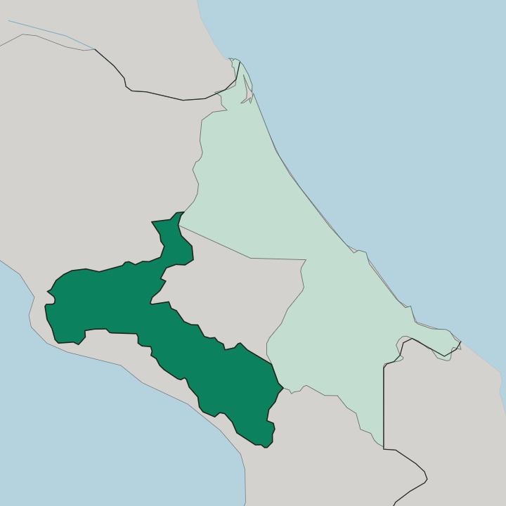 Map showing Provincia de San José — In Costa Rica