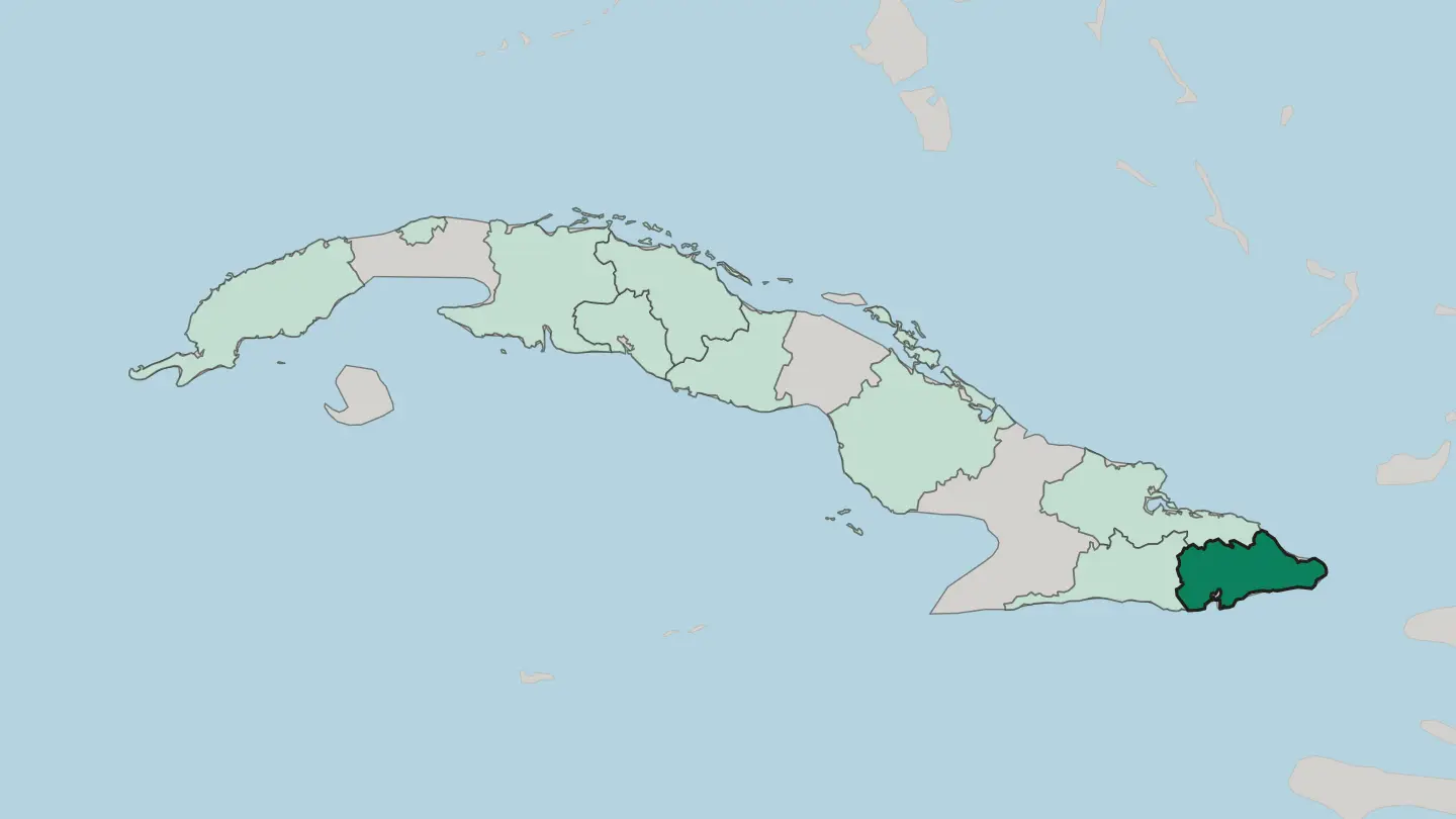 Map of Provincia de Guantánamo in Cuba