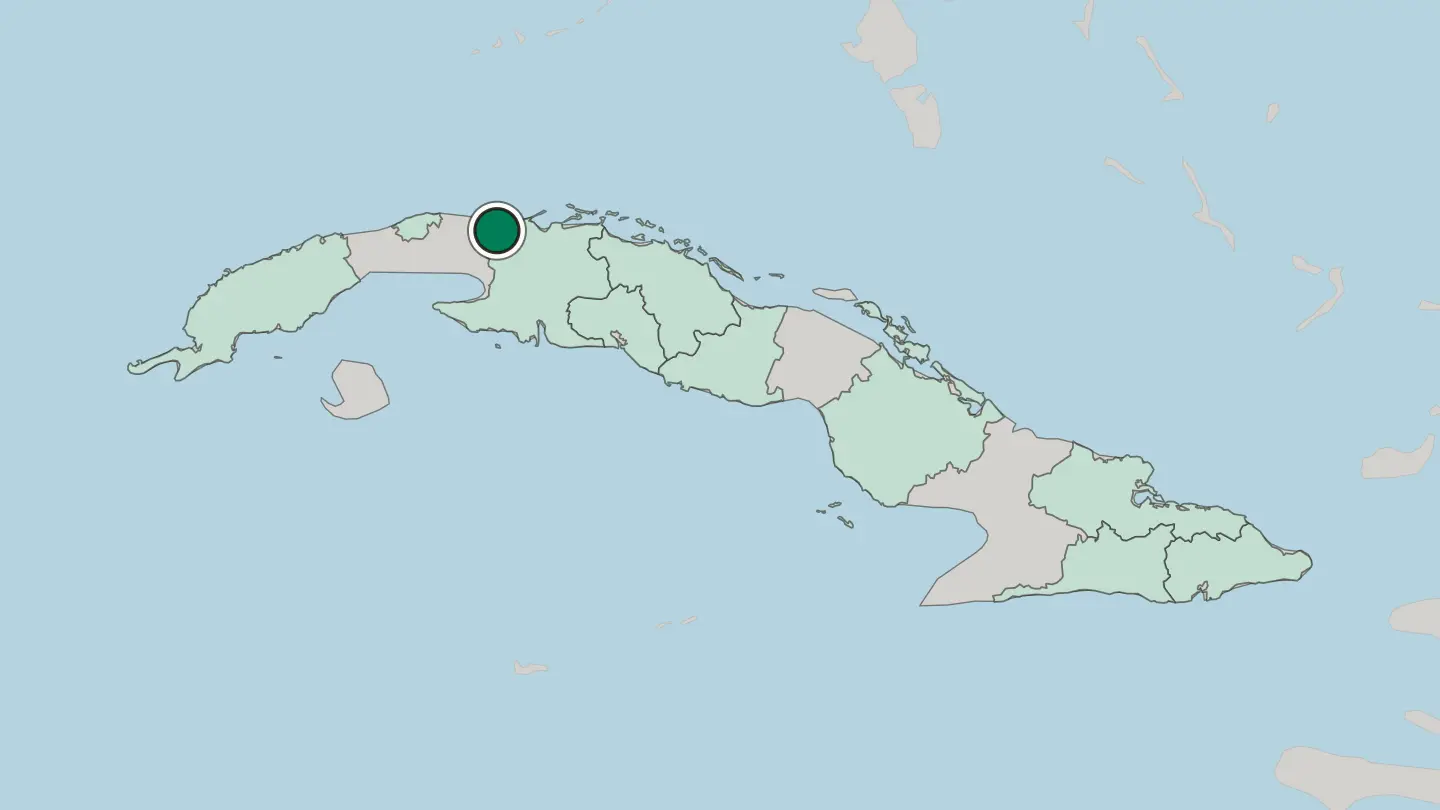 Map of Matanzas in Cuba