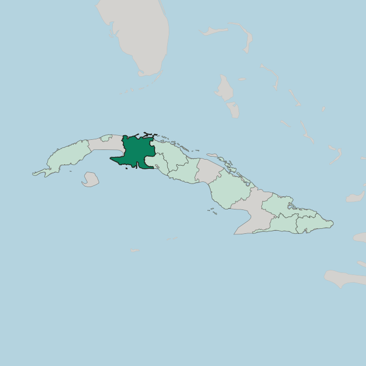 Map showing Provincia de Matanzas — In Cuba