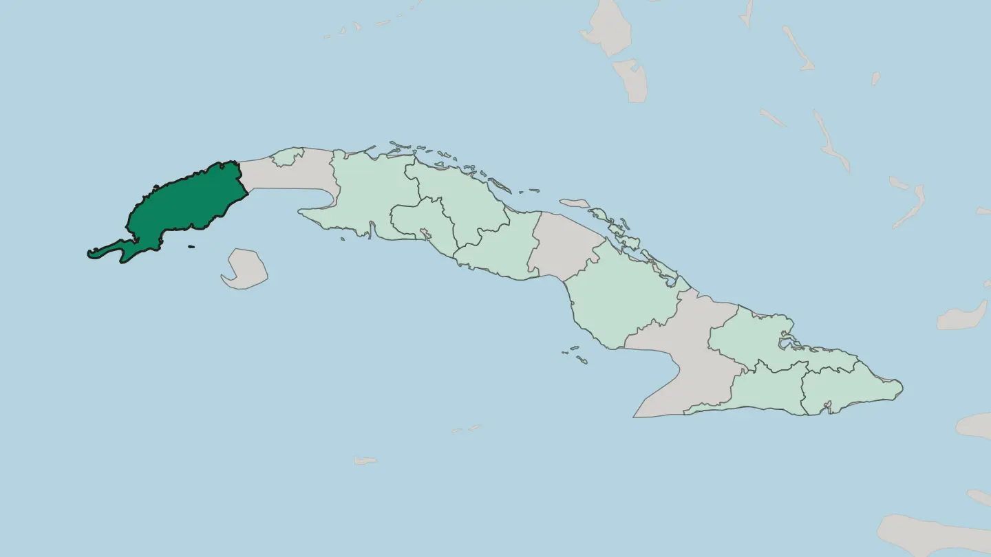Map of Provincia de Pinar del Río in Cuba
