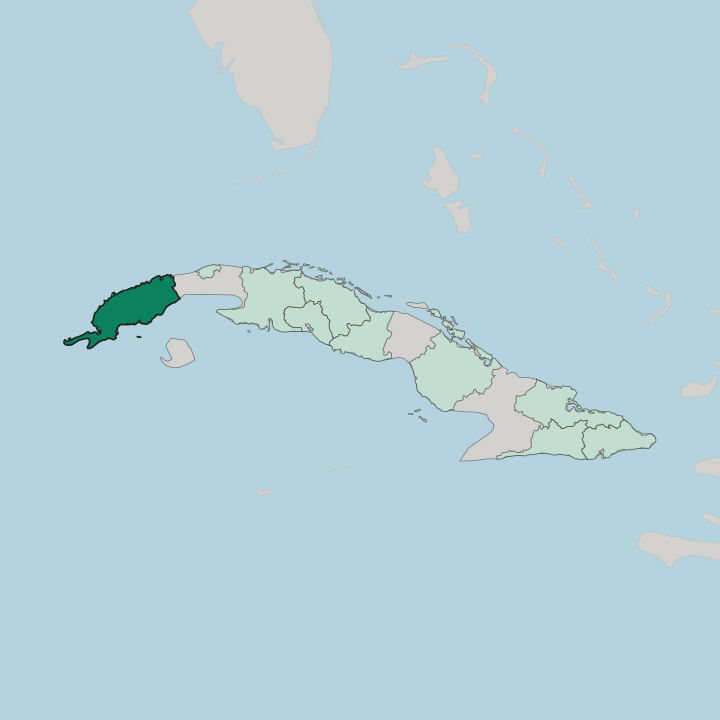 Map showing Provincia de Pinar del Río — In Cuba
