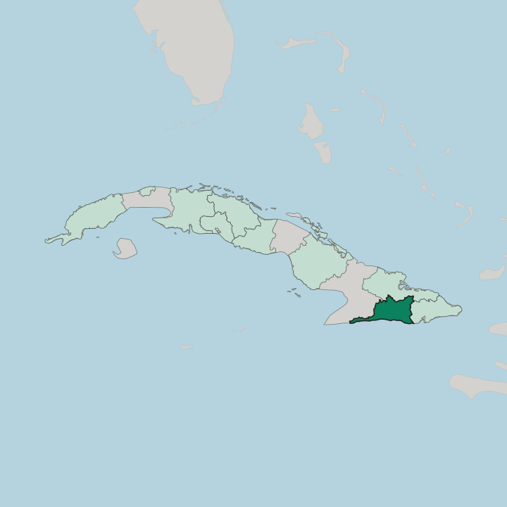 Map showing Provincia de Santiago de Cuba — In Cuba