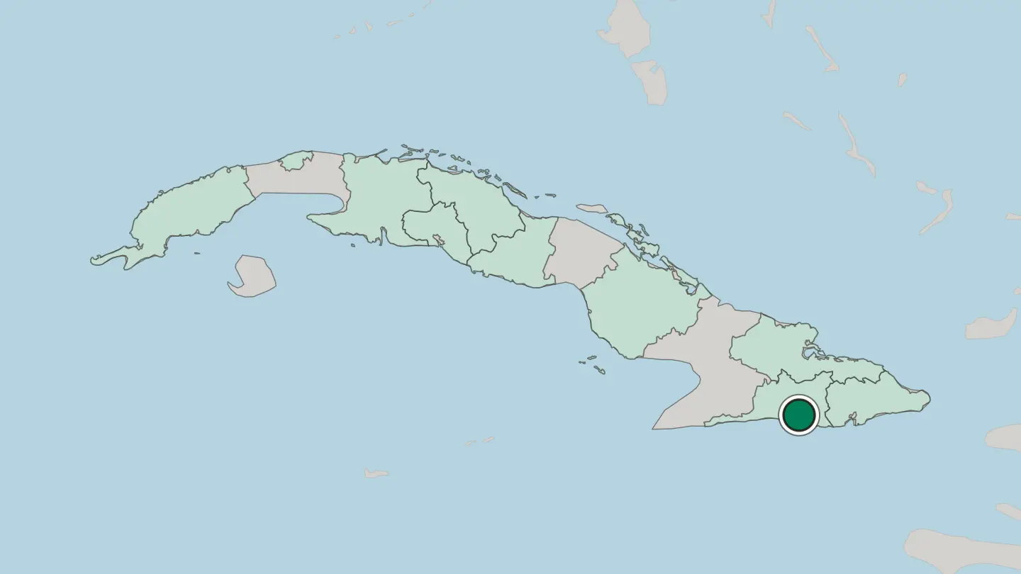 Map of Santiago de Cuba in Cuba