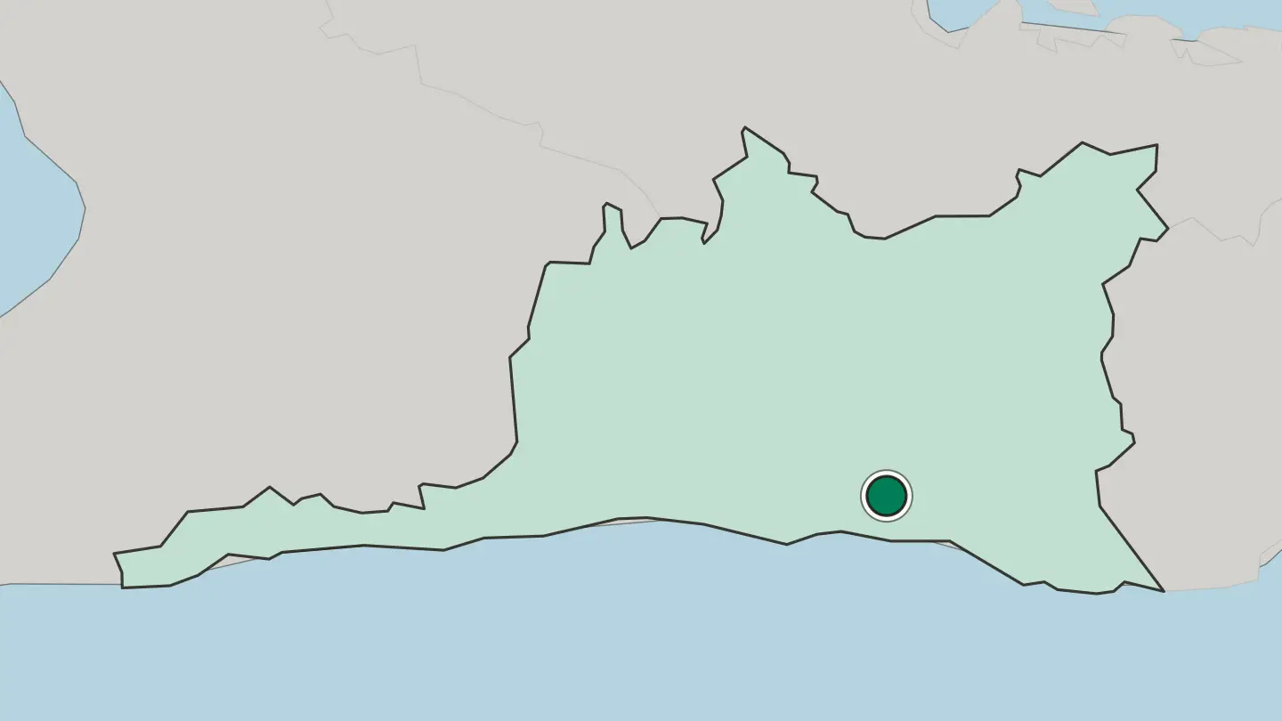 Map of Santiago de Cuba in Cuba