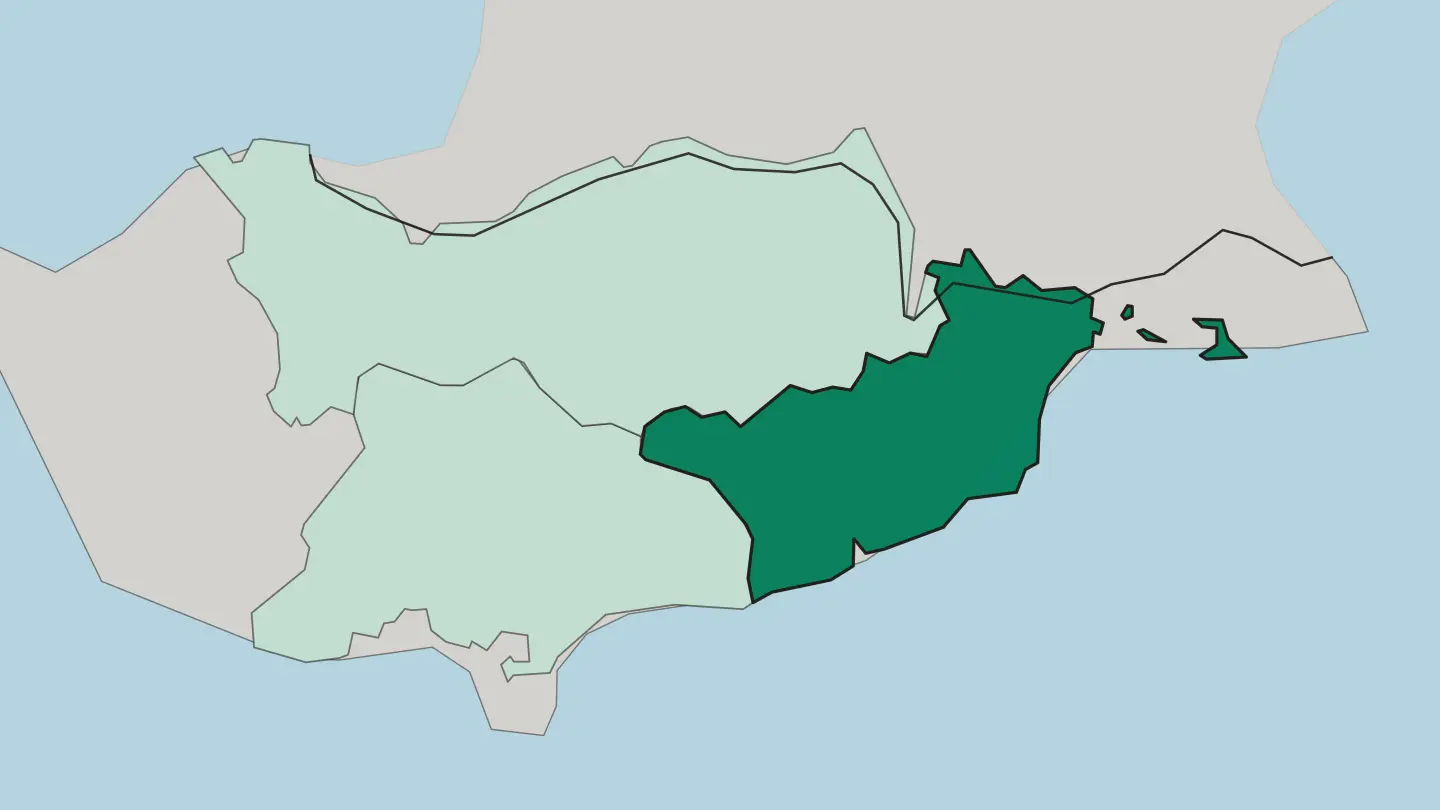 Map of Eparchía Lárnakas in Cyprus