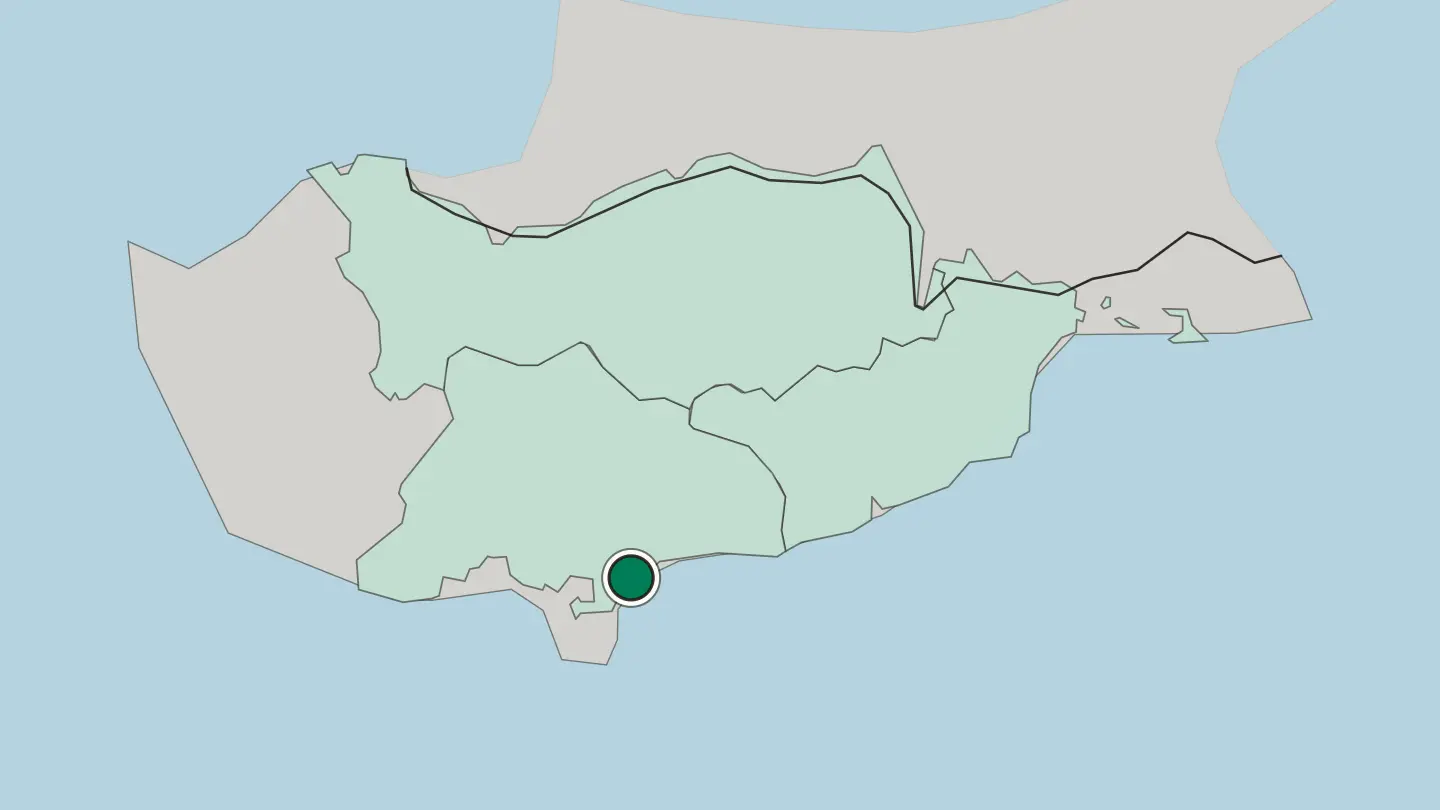 Map of Limassol in Cyprus