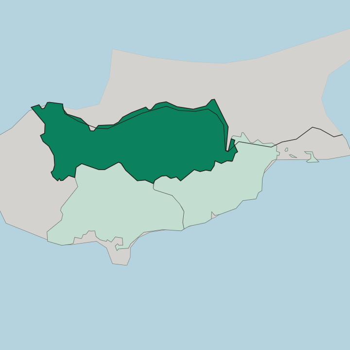 Map showing Nicosia District — In Cyprus