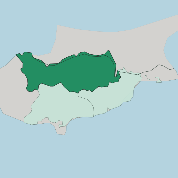 Map showing Nicosia District — In Cyprus