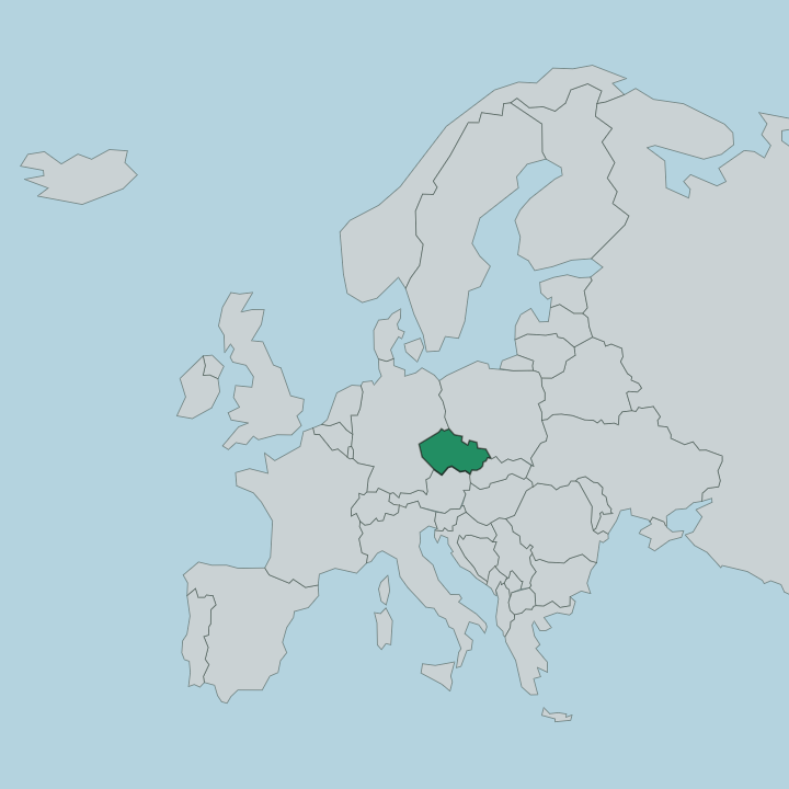 Map showing Czech Republic — In Europe