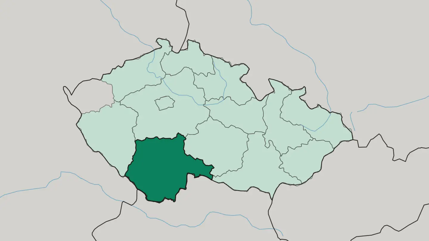 Map of Jihočeský kraj in Czech Republic
