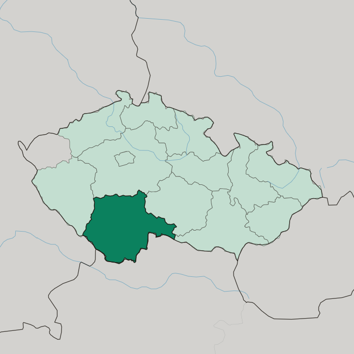 Map showing Jihočeský kraj — In Czech Republic