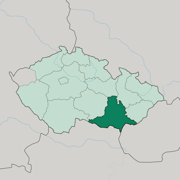 Map showing Jihomoravský kraj — In Czech Republic