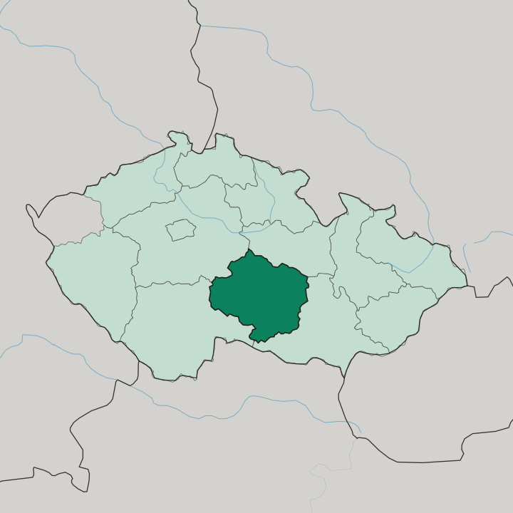 Map showing Kraj Vysočina — In Czech Republic