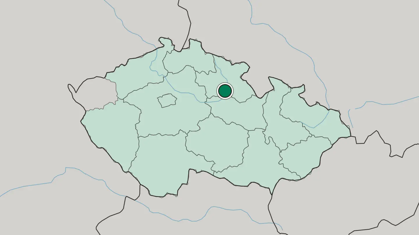 Map of Hradec Králové in Czech Republic
