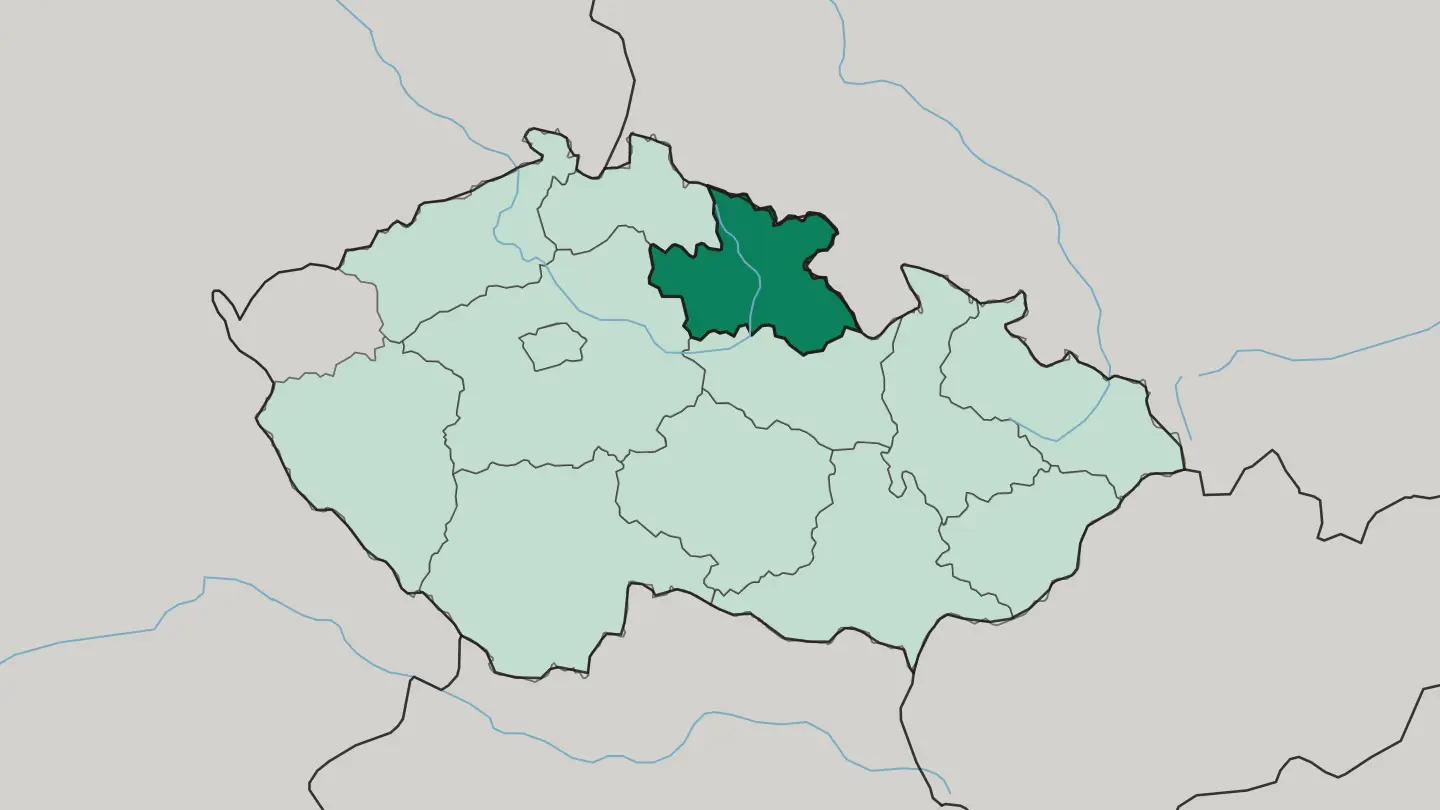 Map of Královéhradecký kraj in Czech Republic
