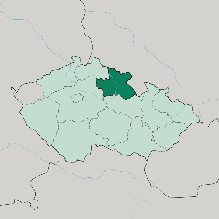 Map showing Královéhradecký kraj — In Czech Republic