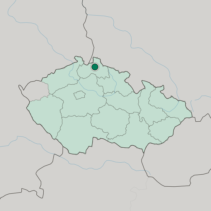 Map showing Liberec — In Czech Republic