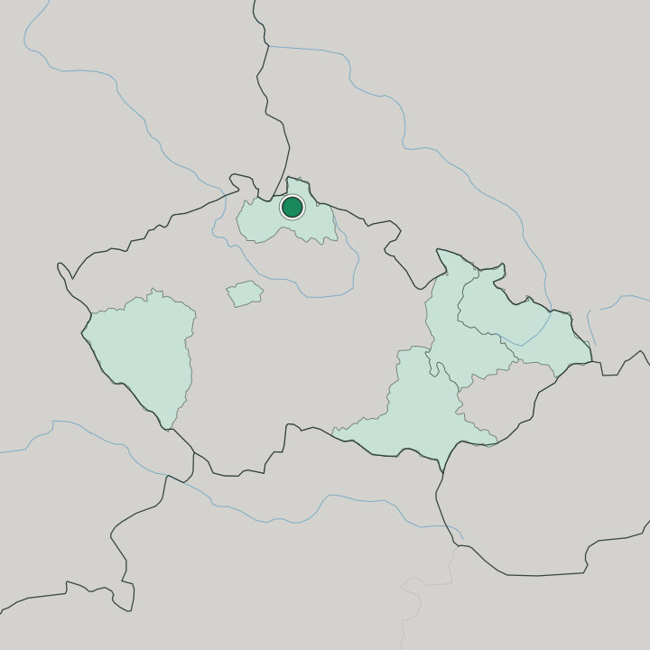 Map showing Liberec — In Czech Republic