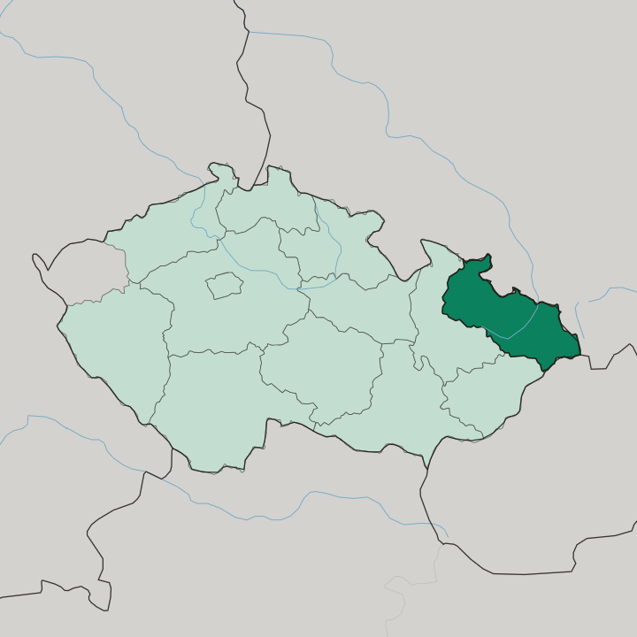Map showing Moravskoslezský kraj — In Czech Republic