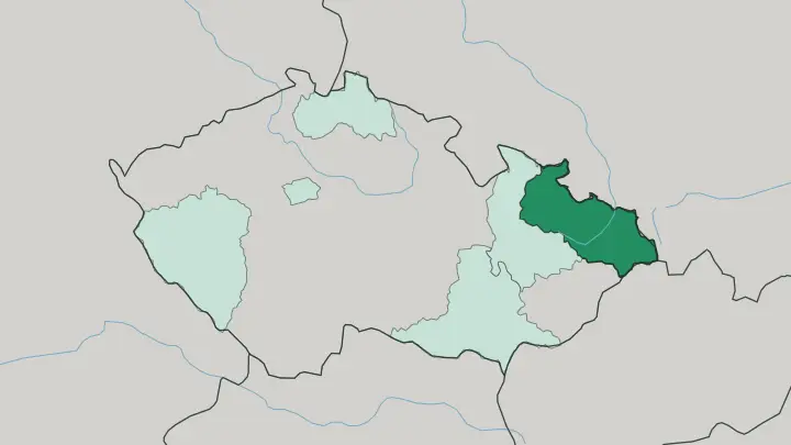 Map of Moravskoslezský kraj in Czech Republic