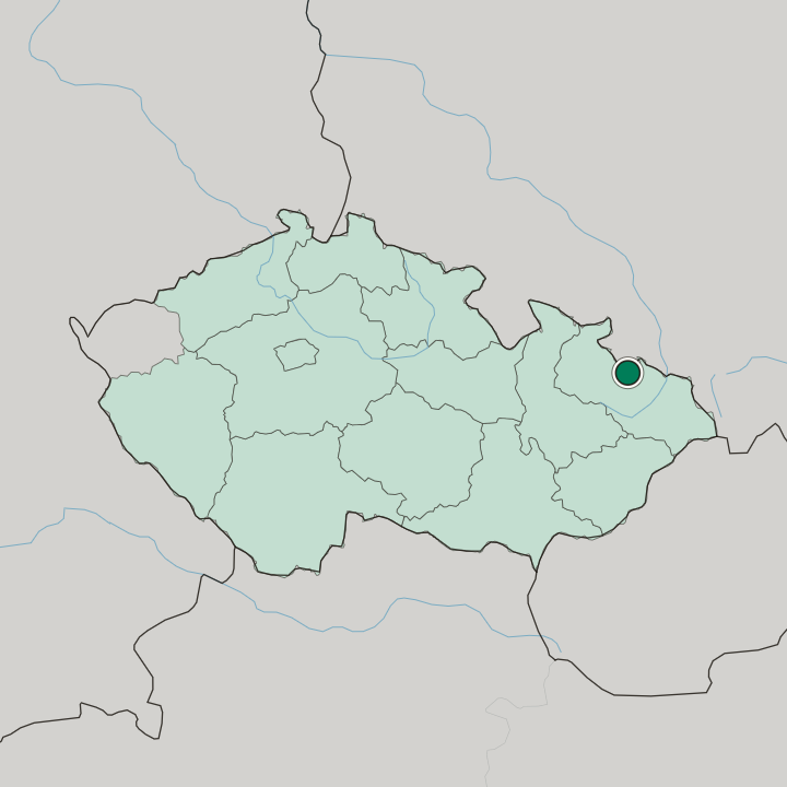 Map showing Opava — In Czech Republic