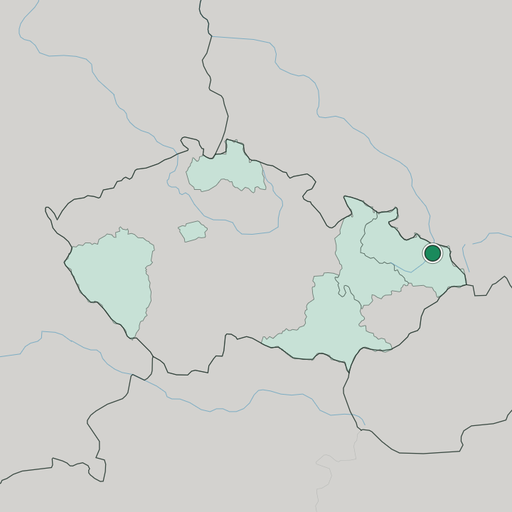 Map showing Ostrava — In Czech Republic