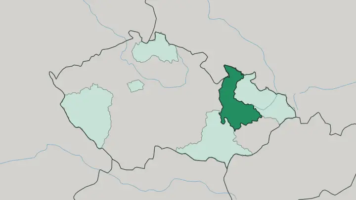 Map of Olomoucký kraj in Czech Republic