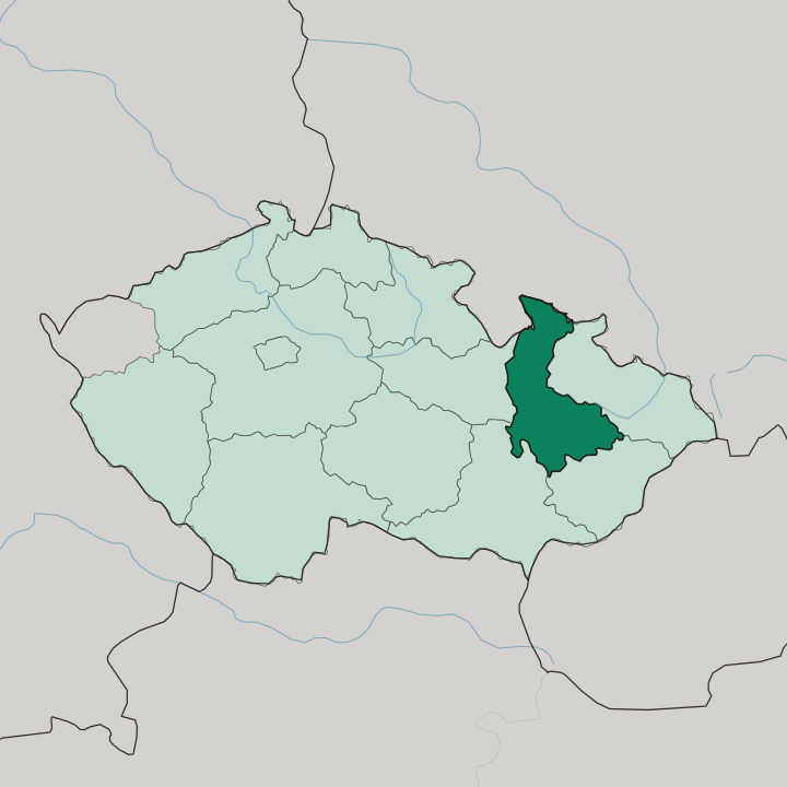 Map showing Olomoucký kraj — In Czech Republic